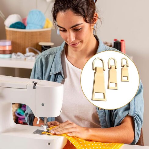 DOPENSPI 12PCS 3 Size Zipper Pull Replacement, Metal Zipper Tab Replacement Gold Zippers Pull Zippers Slider Tab for Luggage Backpack Jacket Suitcase Coat Sewing Notions in Saudi Arabia