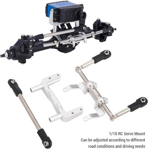 SUNGOOYUE RC Servo Mount, Aluminum Alloy Lightweight Adjustable Damping with Hydraulic Steering Link Set for SCX10 RC Car (Silver) in Saudi Arabia