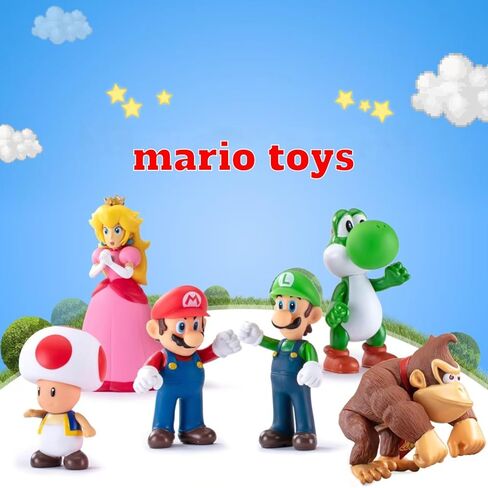 Mario Figures 6 Pack Mario Bros Toys Set Eco-Friendly PVC Mario Action Figures Gift for Kids Ages 3+, Movie Fans, Collector (4-6 Inch) in Saudi Arabia