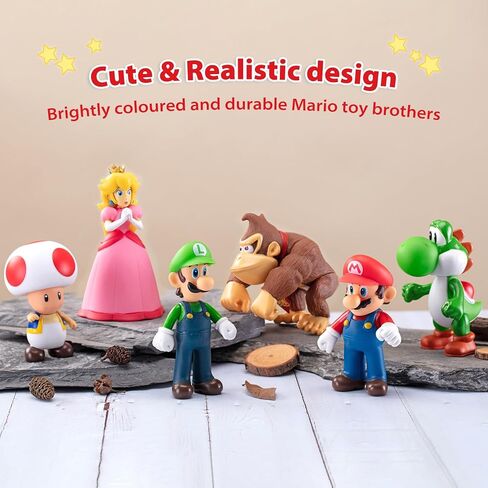 Mario Figures 6 Pack Mario Bros Toys Set Eco-Friendly PVC Mario Action Figures Gift for Kids Ages 3+, Movie Fans, Collector (4-6 Inch) in Saudi Arabia