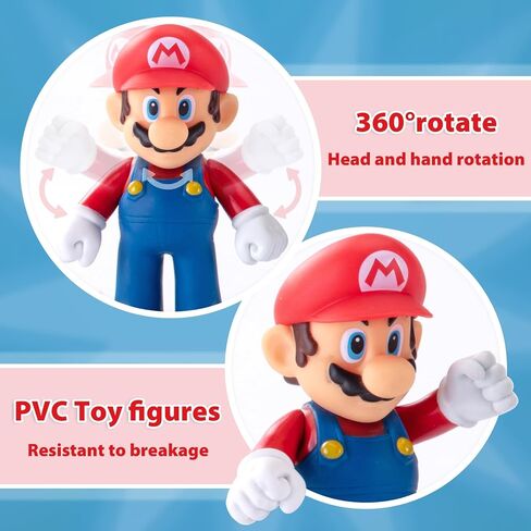 Mario Figures 6 Pack Mario Bros Toys Set Eco-Friendly PVC Mario Action Figures Gift for Kids Ages 3+, Movie Fans, Collector (4-6 Inch) in Saudi Arabia