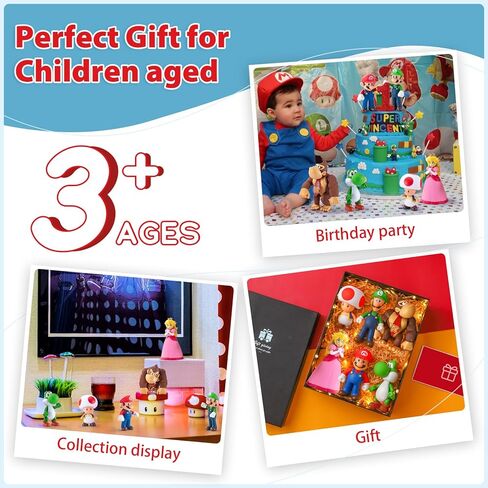 Mario Figures 6 Pack Mario Bros Toys Set Eco-Friendly PVC Mario Action Figures Gift for Kids Ages 3+, Movie Fans, Collector (4-6 Inch) in Saudi Arabia