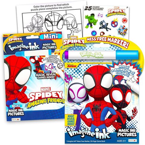مجموعة Spidey and His Amazing Friends Imagine Ink Coloring Super Set - حزمة مع 2 Spidey and His Amazing Friends Imagine Ink Coloring Books خالية من الفوضى للأطفال | هدايا وأنشطة حفلات سبايدر مان in Kuwait