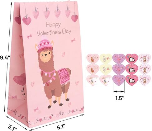 ceiba tree Valentines Goodie Gift Paper Bags for Kids Class Classroom School 24 Pcs 9.4X5.1X3.1 inch Animal Valentine’s Day Treat Heart Bags Valentine Party Favors in Saudi Arabia