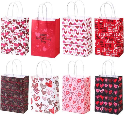 12 PCS Small Valentines Gift Bags With Handle and Tissue,6 Designs Valentines Paper Bags,Valentines Goody Bags,Valentines Treat Bags for Valentines Presents Candies Cookie Snacks in Saudi Arabia