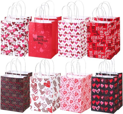 12 PCS Small Valentines Gift Bags With Handle and Tissue,6 Designs Valentines Paper Bags,Valentines Goody Bags,Valentines Treat Bags for Valentines Presents Candies Cookie Snacks in Saudi Arabia