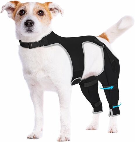 كم خلفي للساق لوقف اللعق، سروال كم قابل للتعديل مضاد للانزلاق لحماية الجروح بعد جراحة الرباط الصليبي الأمامي/TPLO، البقع الساخنة، الأورام الحبيبية لعق - بديل مخروطي لشفاء الساق، مقاس XL in Kuwait