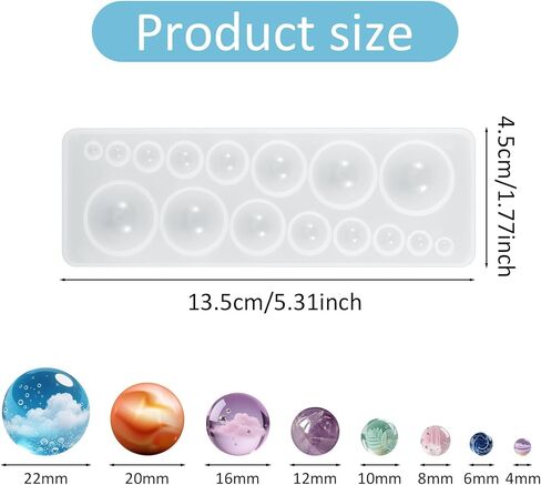 2 Pcs Gem Silicone Mold, Sphere Mold, Round Resin Pendant Mold Clear Round Silicone Mold, for Earrings Jewelry Making Casting DIY Craft in Saudi Arabia
