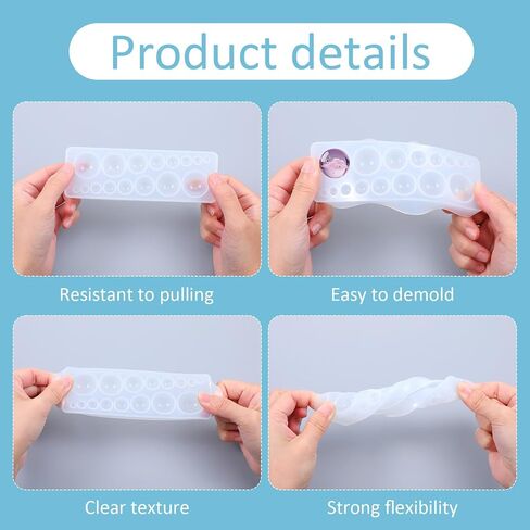 2 Pcs Gem Silicone Mold, Sphere Mold, Round Resin Pendant Mold Clear Round Silicone Mold, for Earrings Jewelry Making Casting DIY Craft in Saudi Arabia