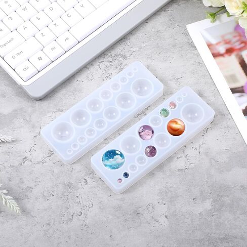 2 Pcs Gem Silicone Mold, Sphere Mold, Round Resin Pendant Mold Clear Round Silicone Mold, for Earrings Jewelry Making Casting DIY Craft in Saudi Arabia