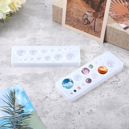 2 Pcs Gem Silicone Mold, Sphere Mold, Round Resin Pendant Mold Clear Round Silicone Mold, for Earrings Jewelry Making Casting DIY Craft in Saudi Arabia