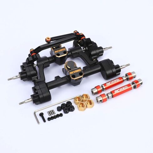 RCAWD All Metal Front Rear Axles with Center Drive Shaft and Diff Gear for 1/24 ECX Barrage Portal Axle RGT FTX Series RC Crawler Upgrades Parts Red in Saudi Arabia