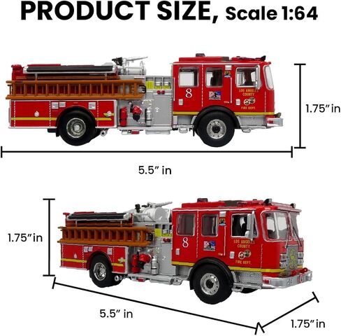 Generic KME Predator Fire Engine - LACFD Engine 8 - Elite Diecast Model for Firefighting Enthusiasts - Los Angeles - Fire Brigade Series 1:64 Scale in Saudi Arabia