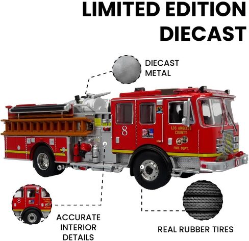 Generic KME Predator Fire Engine - LACFD Engine 8 - Elite Diecast Model for Firefighting Enthusiasts - Los Angeles - Fire Brigade Series 1:64 Scale in Saudi Arabia