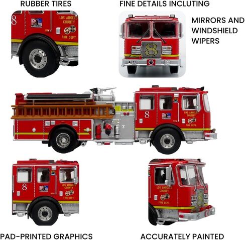 Generic KME Predator Fire Engine - LACFD Engine 8 - Elite Diecast Model for Firefighting Enthusiasts - Los Angeles - Fire Brigade Series 1:64 Scale in Saudi Arabia