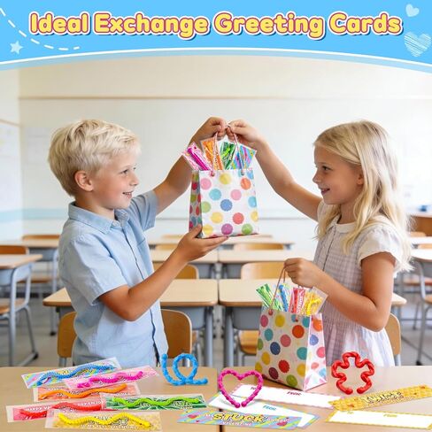 30 Pcs Valentines Day Cards with Sensory Sticks for Kids Class, School Exchange Fidget Toys Gifts, Quiet Silicone Textured Fidgets for Students and Teachers, Classroom Prizes Rewards Party Favors in Saudi Arabia