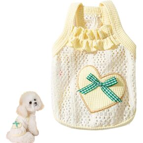 2PCS Breathable Cotton Dog Shirt with Heart and Bow Decoration, Pet Shirt for Small Dog and Cat, Puppy Clothes for Chihuahuas, Dachshunds and Yorkies, Summer Pet Outfit for Girls(2PCS A,XXL) in Saudi Arabia