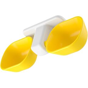 GALPADA Wall-Mounted Dual Pet Feeding Bowl for Cats and Dogs, Plastic Cat Double Food Bowl with Neck Protection, Yellow Pet Food Feeder Suitable for Wall Hanging in Home Or Travel Use in Kuwait