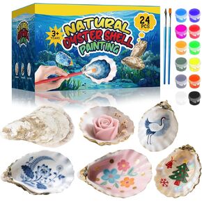 GMGH 24Pcs Oyster Shells Painting Kit for Kids, 4"-5" Large Oyster Shell for Crafts, Bulk Sea Shells Arts and Crafting Supplies, DIY Seashells Ornaments for Christmas Gifts, Home Decor in Saudi Arabia