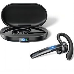 سماعة اذن بلوتوث لاسلكية مع ميكروفون اي ان سي، مع علبة شحن ووقت تشغيل 55 ساعة، بلوتوث 5.3 بدون استخدام اليدين للاعلان الصوتي للقيادة/العمل (نسخة مطورة) in Kuwait
