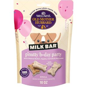 Wellness Old Mother Hubbard Milk Bar P'Nutty B-Day Party, Small Dog Treats, Crunchy Peanut Butter Biscuits with Birthday Icing (10 Ounce Bag) in Kuwait