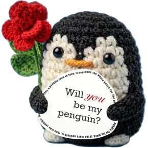 Funny Emotional Support Penguin Gifts for Girlfriend Wife, Crochet Penguin Gifts for Her Him, for Women Boyfriend Husband Friend Birthday Rose Flower Valentines Day Positive in Saudi Arabia