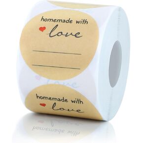 500 Pcs 2″ Round Homemade with Love Kraft Labels with 6 Designs – Multi-Use Stickers for Cookie Bags, Fudge Containers, Canning, Crafts, Organizing, Price Tags & Personalized Gifts in Saudi Arabia