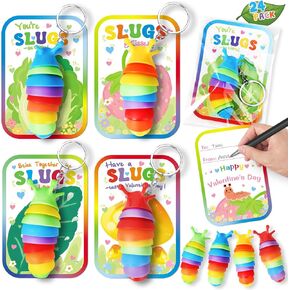 بطاقات عيد الحب لمدرسة الأطفال، 24 حزمة من بطاقات عيد الحب للأطفال مع سلسلة مفاتيح Fidget Slug، هدايا عيد الحب للأطفال في الفصول الدراسية، هدايا الحفلات، الأنشطة المدرسية، الجوائز، المكافآت in Kuwait