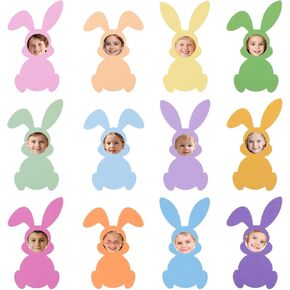 FOBSME 72 Pcs Paper Easter Bunny Cutouts Colorful Bunny Bulletin Board Decoration 3 Size DIY Easter Rabbit Paper Cutouts with Glue Points for Photo Crafts Spring Holiday Classroom Party Decor,4 Styles in Saudi Arabia