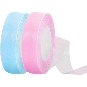 2 Rolls 1-1/2 Inch 50 Yards/Roll Sheer Organza Ribbon Chiffon Fabric for Gift Wrapping, Party Decoration, Wedding Bouquet Crafts, Handmade Bows Wreaths (White and Pink) in Kuwait