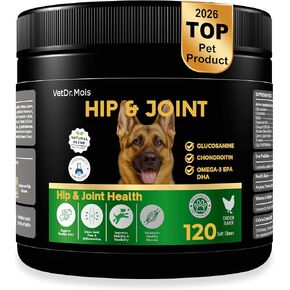Dog Hip & Joint Supplement Chews with Glucosamine & Chondroitin – Joint Support for Senior & Large Breed Dogs, Helps Mobility & Flexibility – 120 Ct in Kuwait