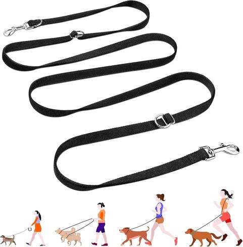 Hands Free Dog Leash with Waist Belt & Zipper Pouch, Heavy Duty Waist Leash for Running, Walking, Jogging and Hiking, Professional Tangle Free Reflective Control Lead for Large Medium Dogs in Saudi Arabia