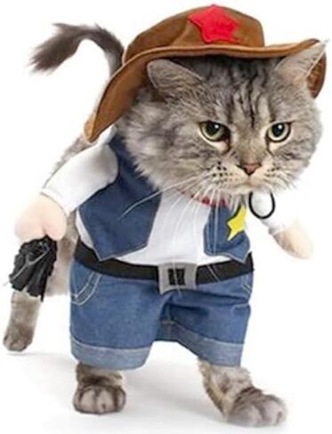 Cowboy Dog Costume with Hat Pet Clothes Halloween Costumes for Cat and Small Dog(Cowboy,Large) in Saudi Arabia