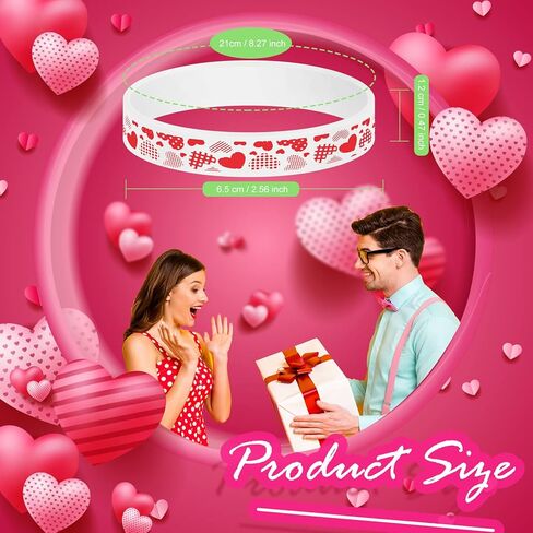 Yilloog 60 Pcs Valentine's Day Rubber Bracelets Bulk Valentines Day Gifts for Kids Valentine Heart Silicone Wristband Bulk for Kids School Classroom Exchange Gifts Wedding Party Favors Decoration in Saudi Arabia