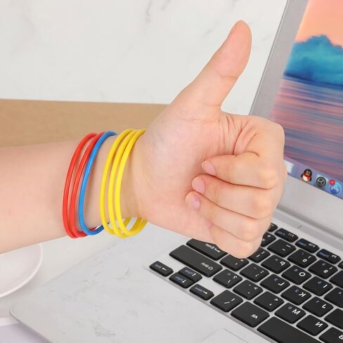 48 Pieces Rubber Bracelet, Jelly Bracelet Neon Bracelets Stretchy 80s Gummy Silicone Wristbands Hair Ties for Party Favors, Adults, Women Party Accessories in Saudi Arabia