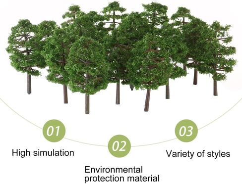 FAVOMOTO 20PCS Landscape Model Trees, Miniature Landscape Scenery Train Railways Trees Diorama Supplies for DIY Crafts Building Model Scenery Dark Green in Saudi Arabia
