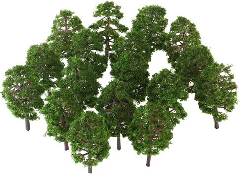 FAVOMOTO 20PCS Landscape Model Trees, Miniature Landscape Scenery Train Railways Trees Diorama Supplies for DIY Crafts Building Model Scenery Dark Green in Saudi Arabia