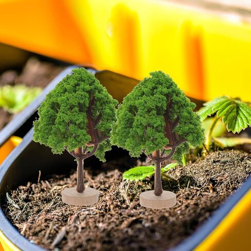 ARTIBETTER 4Pcs Mini Green Shade Trees with Base for Fairy Garden Indoor Faux Tree Model Train Scenery Village Trees Plastic Tree Figurines in Saudi Arabia
