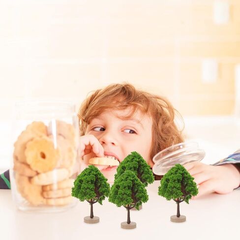 ARTIBETTER 4Pcs Mini Green Shade Trees with Base for Fairy Garden Indoor Faux Tree Model Train Scenery Village Trees Plastic Tree Figurines in Saudi Arabia