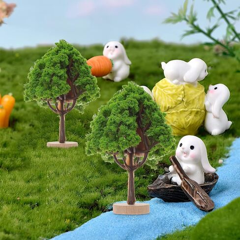 ARTIBETTER 4Pcs Mini Green Shade Trees with Base for Fairy Garden Indoor Faux Tree Model Train Scenery Village Trees Plastic Tree Figurines in Saudi Arabia