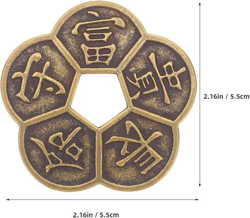 قطعتان من العملات النحاسية الصينية الكبيرة من ديديساون، 2.16 بوصة دعامة عرافة I Ching، سحر ثروة فنغ شوي لحسن الحظ لمجموعة ديكور المنزل والمكتب in Kuwait
