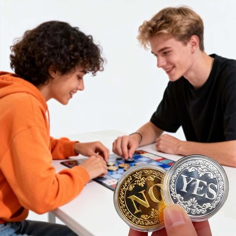 2-Pack YES NO Challenge Coin Decision Maker with Card | Dual-Sided Metal Flipping Token | Fun Party Game and Divination Tool | Novelty Gift for Adults in Saudi Arabia