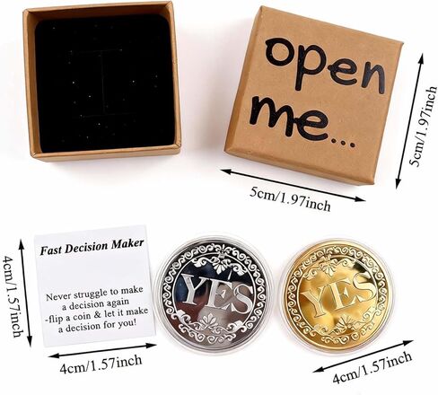 2-Pack YES NO Challenge Coin Decision Maker with Card | Dual-Sided Metal Flipping Token | Fun Party Game and Divination Tool | Novelty Gift for Adults in Saudi Arabia