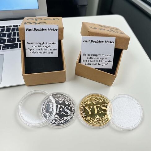2-Pack YES NO Challenge Coin Decision Maker with Card | Dual-Sided Metal Flipping Token | Fun Party Game and Divination Tool | Novelty Gift for Adults in Saudi Arabia