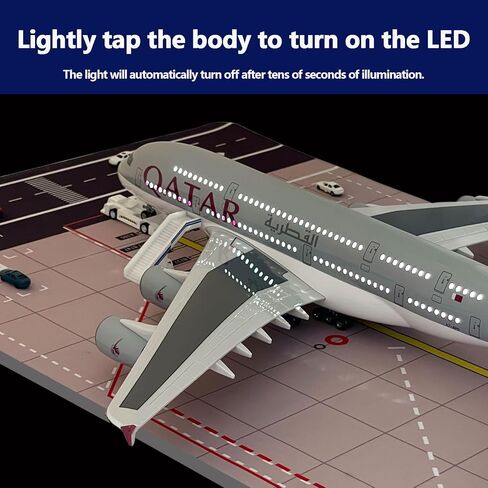 طائرة نموذجية A380 بمقياس 1/160 طائرة نموذجية A380 مع أضواء LED وإكسسوارات مشهد المطار عرض مثالي وهدية in Kuwait