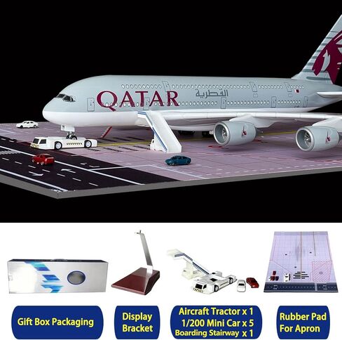 طائرة نموذجية A380 بمقياس 1/160 طائرة نموذجية A380 مع أضواء LED وإكسسوارات مشهد المطار عرض مثالي وهدية in Kuwait