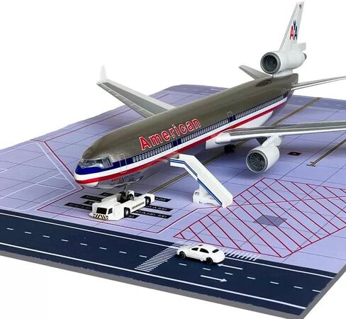 نموذج طائرة MD-11 بمقياس 1/130 بطول 18.5 بوصة طائرة MD-11 مع قاعدة حامل وإكسسوارات مشهد المطار عرض مثالي وهدية in Kuwait