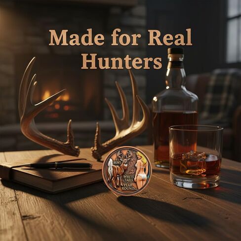 عملة تجميع Big Rack Hunter & I Hunt Whitetails على مدار العام - عملة تحدي الفكاهة المضحكة للصيد على الوجهين مع عمل فني على شكل غزال وبينوب، يمكن تجميعها وهدية للصيادين وعشاق الهواء الطلق (5 قطع) in Kuwait