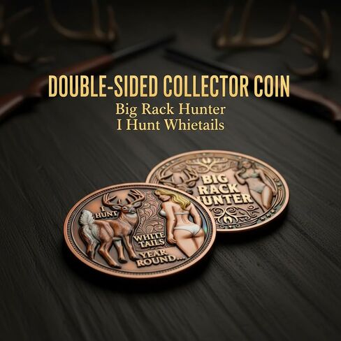 عملة تجميع Big Rack Hunter & I Hunt Whitetails على مدار العام - عملة تحدي الفكاهة المضحكة للصيد على الوجهين مع عمل فني على شكل غزال وبينوب، يمكن تجميعها وهدية للصيادين وعشاق الهواء الطلق (5 قطع) in Kuwait