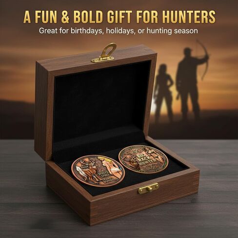 عملة تجميع Big Rack Hunter & I Hunt Whitetails على مدار العام - عملة تحدي الفكاهة المضحكة للصيد على الوجهين مع عمل فني على شكل غزال وبينوب، يمكن تجميعها وهدية للصيادين وعشاق الهواء الطلق (5 قطع) in Kuwait